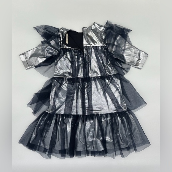 Silver Gray Tiered Ruffled Dress - Picture 3 of 11